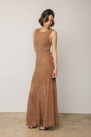 Sleeveless Crew Lace Maxi Dress