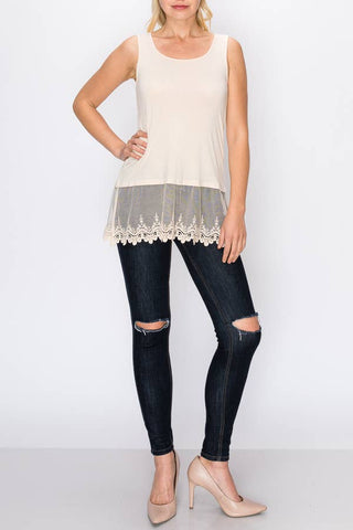 Tank Top With Lace Trim