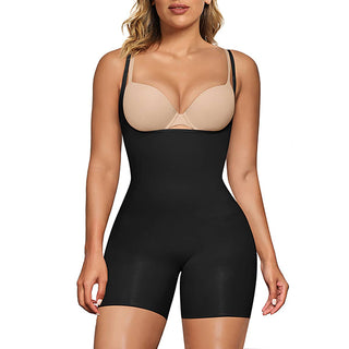 SHAPERX Women's Bodysuit Tummy Control Shapewear Open Bust Thigh Slimmer Seamless Body Shaper