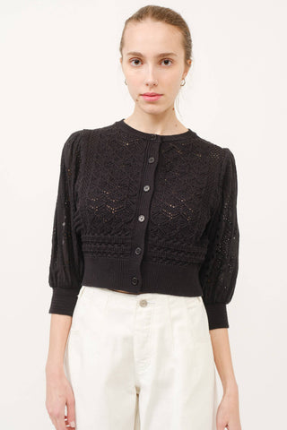 Hendry 3/4 SLEEVEMixed Cotton Eyelet Sweater