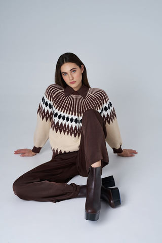 Brown Combo Knit Sweater