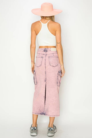 Utility Pink Dyed Maxi Skirt