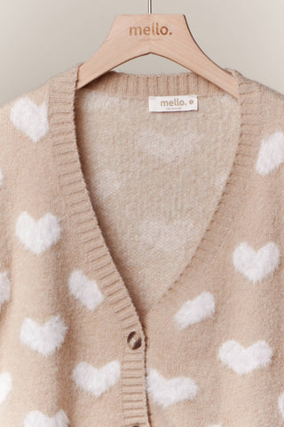 Fuzzy Heart Cardigan