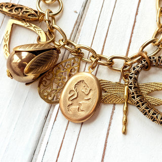 Vintage Inspired Gilded Charm Bracelet