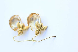 Honey Bee Earrings - glass drop earrings