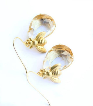 Honey Bee Earrings - glass drop earrings