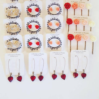 Red Rose Stud Earrings