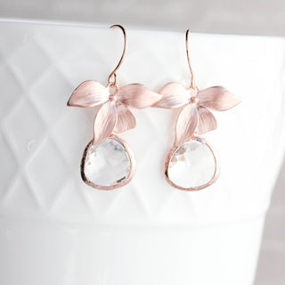 Rose Gold Orchid Earrings