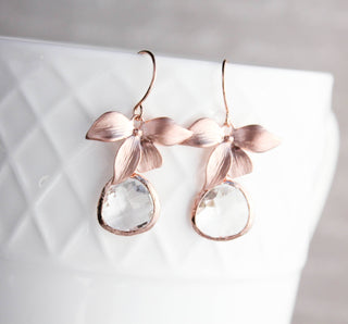 Rose Gold Orchid Earrings