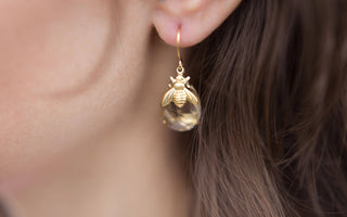 Honey Bee Earrings - glass drop earrings