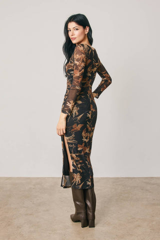 Aurelia Floral Mesh Midi Dress