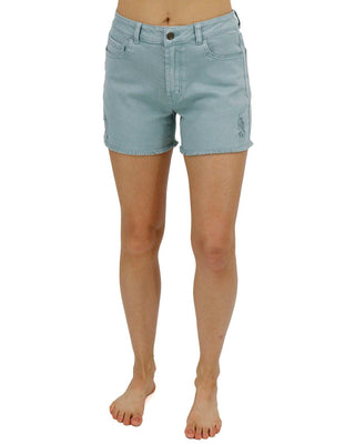 Mid Rise Cotton Denim Shorts