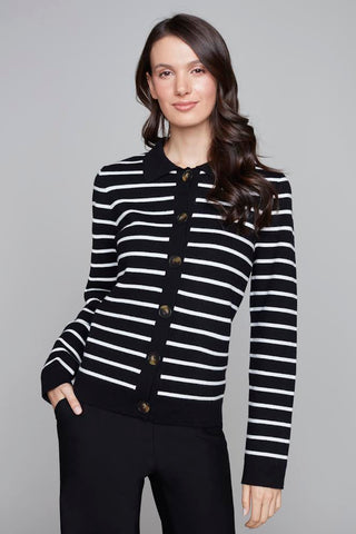 Striped Knit Button Cardigan