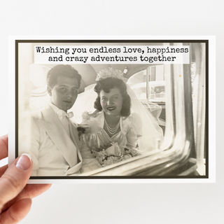 Wedding Card. Wishing You Endless Love. Vintage Couple Bride