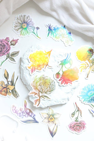 Birth Flower Holographic Vinyl Stickers