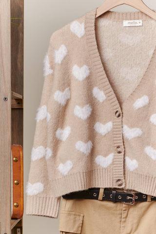 Fuzzy Heart Cardigan