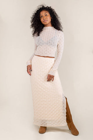 Abra Jacquard Mesh Maxi Skirt