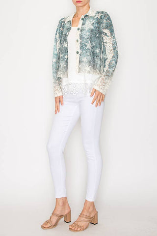 Lace and Sequin Crop Jacket with Stars