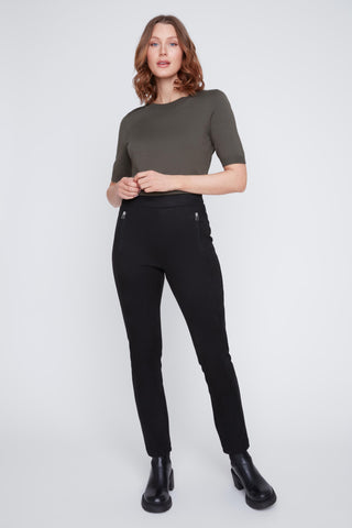 Suede-Feel Ponte Pull On pants