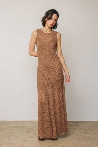 Sleeveless Crew Lace Maxi Dress