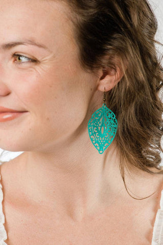 Shabby Aqua Filigree Earrings