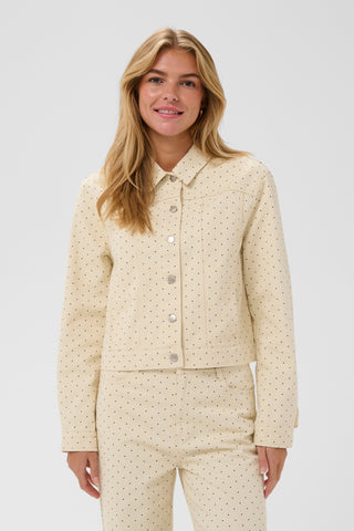 Patricia Denim Jacket w/Polka Dot and Ruffle Detail
