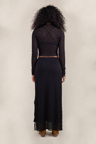 Abra Jacquard Mesh Maxi Skirt