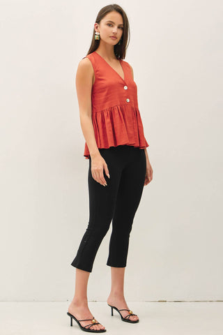 Airy Linen Blend Peplum Top