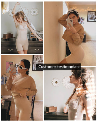 SHAPERX Open-Bust Mid-Thigh Bodysuit shapewear