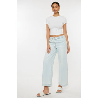 Mid Rise Denim Wide Pants