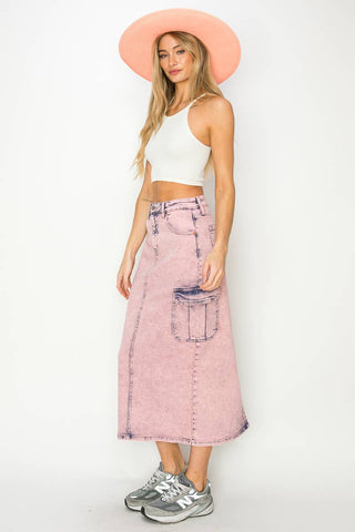 Utility Pink Dyed Maxi Skirt