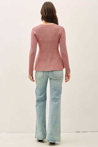 Ribbed Cotton Peplum Cardigan
