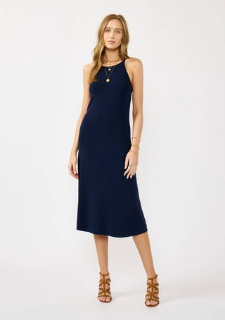 Sleeveless Knit Midi Dress with Back Diamond Cutout