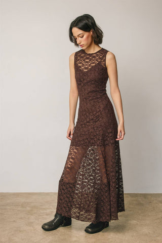 Sleeveless Crew Lace Maxi Dress