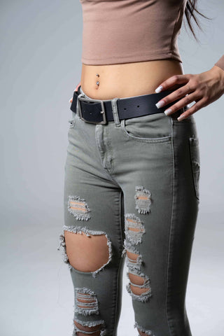 Lucille -Leather Belt with Rectangle Buckle