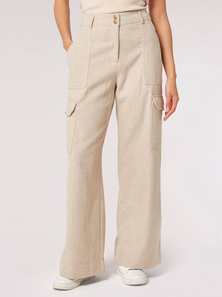 Herringbone Cargo Pocket Wide Leg Trouser