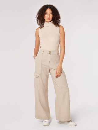 Herringbone Cargo Pocket Wide Leg Trouser
