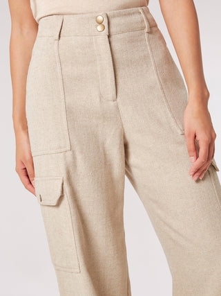 Herringbone Cargo Pocket Wide Leg Trouser
