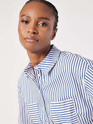 Cropped Blue/Wht Striped Shirt