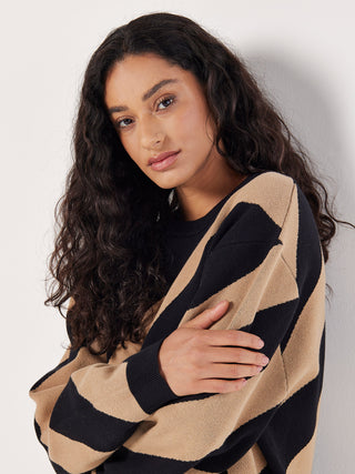 Diagonal Striped Oversize Sweater