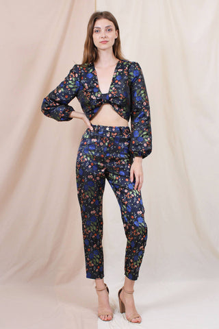 Floral Print Straight Ankle Pant