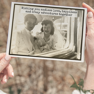 Wedding Card. Wishing You Endless Love. Vintage Couple Bride