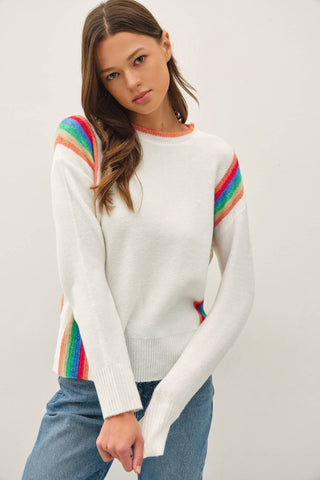 Wool Blend Rainbow Stripe Sweater