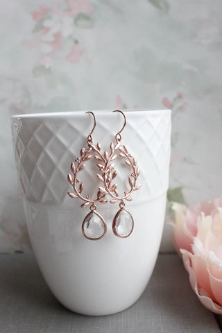Rose Gold Laurel Wreath Earrings