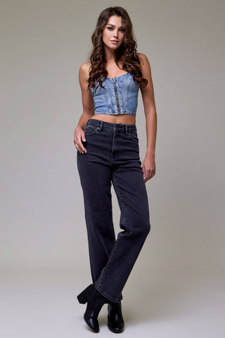 Charcoal Wash Clean Stretch High Rise Classic Straight