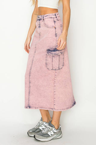 Utility Pink Dyed Maxi Skirt