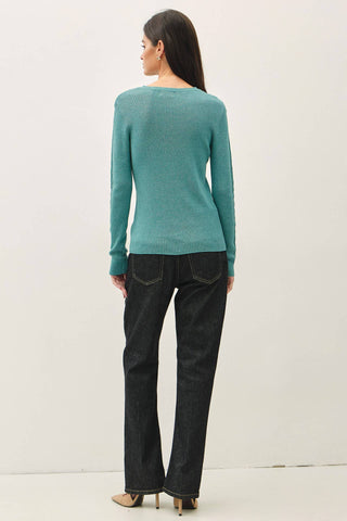 Crochet Sleeve Pointelle Fine Sweater