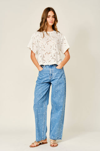 Polka Dot Loose Straight Denim