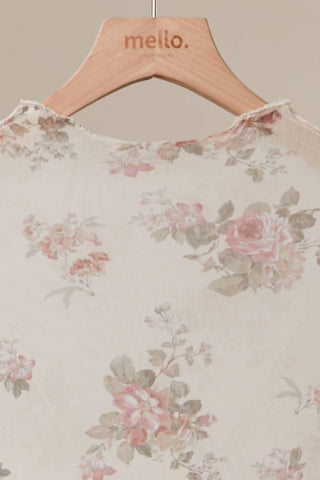 Vintage Floral Mesh Layered Top