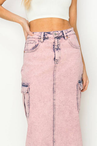 Utility Pink Dyed Maxi Skirt